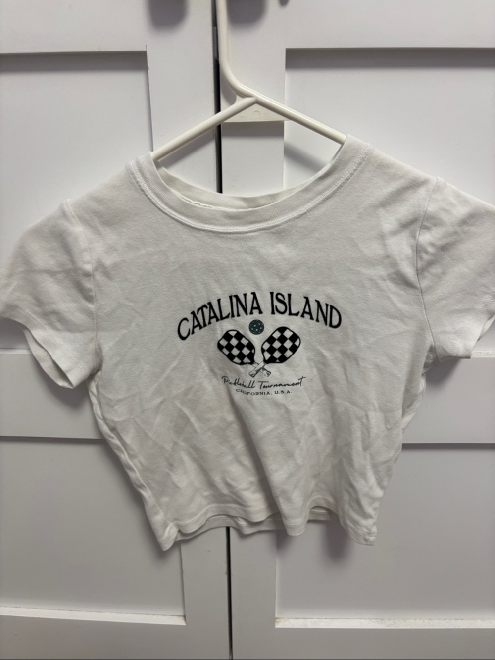 Hollister White Kids Tee with Catalina Island Pickleball Graphic
